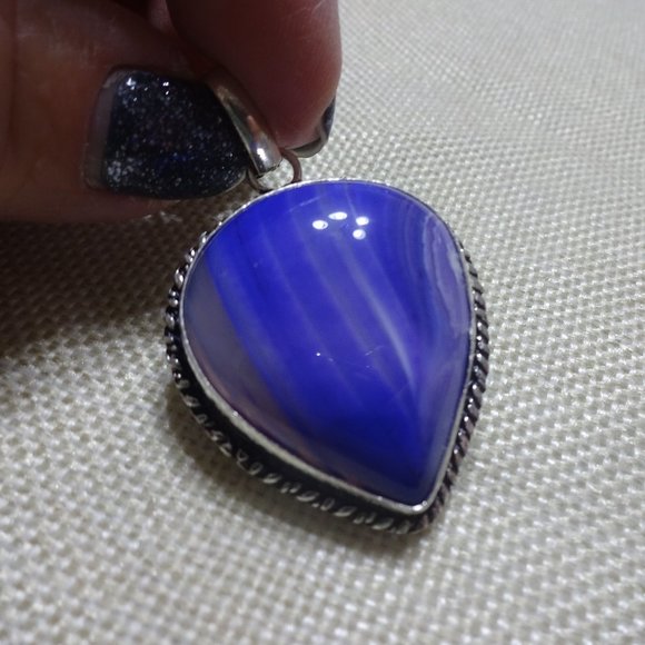 Beautiful "PURPLE BOTSWANA AGATE" Handmade Sterling Pendant/Chain #470B - Picture 1 of 3